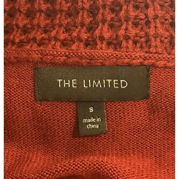 THE LIMITED Red Knit Cowl Neck 3/4 Sleeve Sweater Dress S Cottage Knee Length - Picture 6 of 8